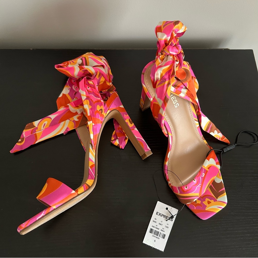 Express Pink and Orange Heels Vibrant Statement Shoes